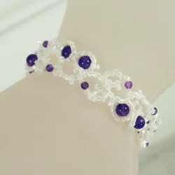 Bracelet S Rose Gold filled 14K - Arabesque Amethyst-White - Bracelet S Rose Gold filled 14K - Rose Gold filled 14K